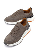 Erkek Gri Bağcıklı Kalın Tabanlı Nubuk Deri Casual Sneaker | Derimod Erkek Gri Bağcıklı Kalın Tabanlı Nubuk Deri Casual Sneaker | Derimod