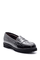 Women's Crocodile Patterned Leather Loafer | Derimod Women's Crocodile Patterned Leather Loafer | Derimod