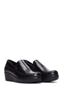Kadın Siyah Deri Dolgu Topuklu Loafer | Derimod Kadın Siyah Deri Dolgu Topuklu Loafer | Derimod