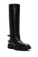 Women's Black Buckle Detailed Leather Boots | Derimod Women's Black Buckle Detailed Leather Boots | Derimod