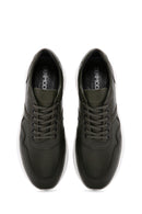 Men's Khaki Lace-up Thick-Sole Leather Sneaker | Derimod Men's Khaki Lace-up Thick-Sole Leather Sneaker | Derimod