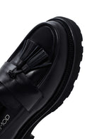 Women's Black Thick Soled Tasseled Casual Leather Loafer | Derimod Women's Black Thick Soled Tasseled Casual Leather Loafer | Derimod