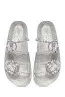 Women's Transparent Double Buckle Stone-Embellished Slippers | Derimod Women's Transparent Double Buckle Stone-Embellished Slippers | Derimod