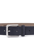 Men's Navy Blue Suede Leather Belt | Derimod Men's Navy Blue Suede Leather Belt | Derimod