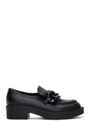 Kadın Siyah Deri Zincir Detaylı Loafer | Derimod Kadın Siyah Deri Zincir Detaylı Loafer | Derimod