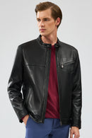 Bruce Erkek Siyah Regular Deri Ceket | Derimod Bruce Erkek Siyah Regular Deri Ceket | Derimod