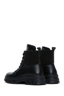 Women's Black Thick Soled Leather Boots | Derimod Women's Black Thick Soled Leather Boots | Derimod