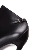Women's Black Leather Heeled Bootie | Derimod Women's Black Leather Heeled Bootie | Derimod
