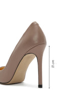 Kadın Bej İnce Topuklu Deri Stiletto | Derimod Kadın Bej İnce Topuklu Deri Stiletto | Derimod