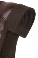 Woman Brown Zip Closure Thick-Soled Leather Combat Boots | Derimod Woman Brown Zip Closure Thick-Soled Leather Combat Boots | Derimod