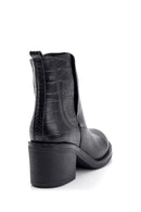 Women's Crocodile Patterned Heeled Leather Boots | Derimod Women's Crocodile Patterned Heeled Leather Boots | Derimod
