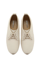 Women's Beige Lace-Up Leather Comfort Shoes | Derimod Women's Beige Lace-Up Leather Comfort Shoes | Derimod