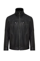 Mateo Men's Black Leather Jacket | Derimod Mateo Men's Black Leather Jacket | Derimod