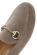 Women's Mink Buckled Suede Leather Masculine Loafer | Derimod Women's Mink Buckled Suede Leather Masculine Loafer | Derimod