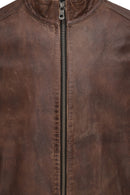Mbappe Men's Brown Leather Jacket | Derimod Mbappe Men's Brown Leather Jacket | Derimod