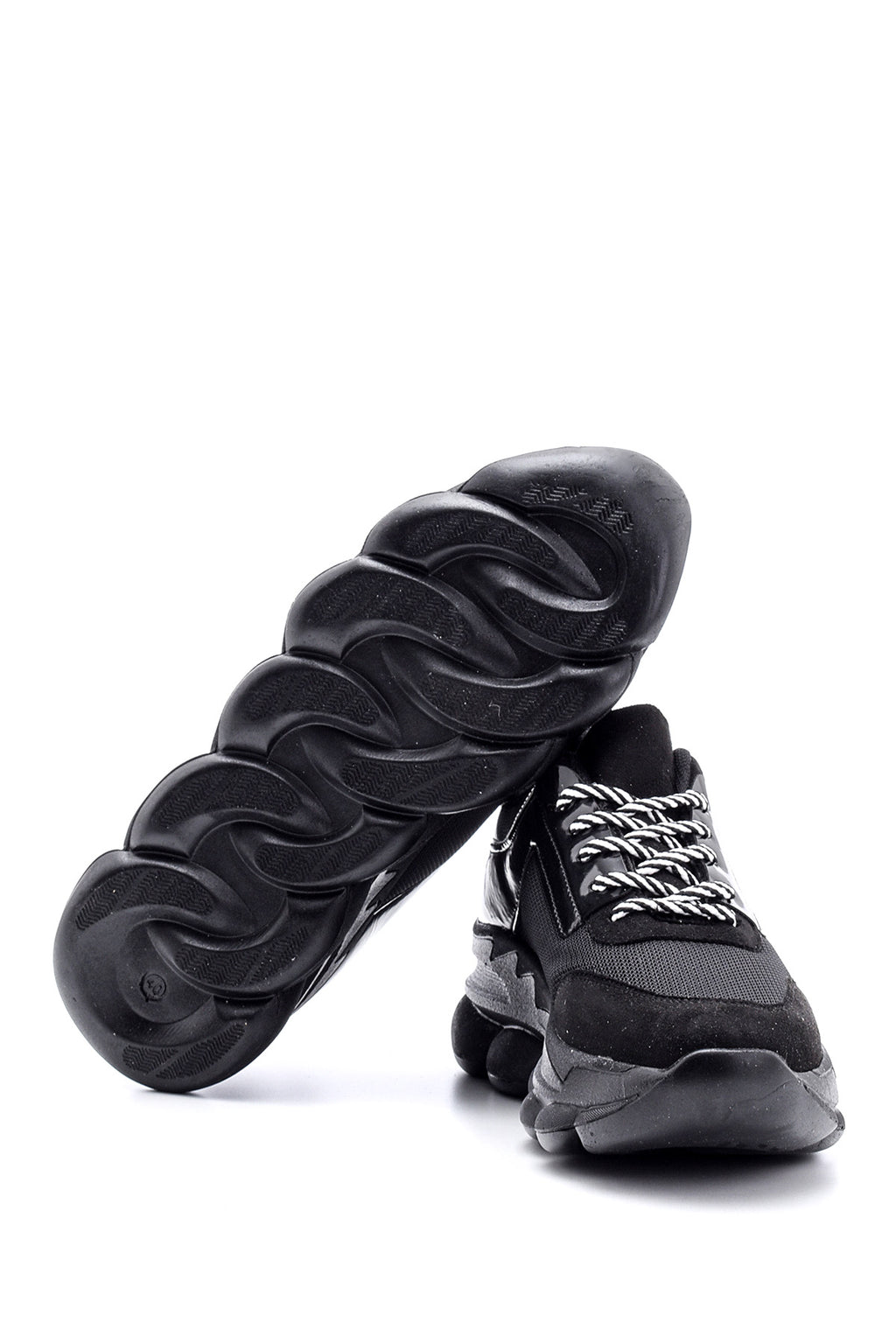 Kadın Yüksek Tabanlı Rugan Detaylı Sneaker