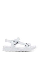 Women's White Leather Comfort Sandals | Derimod Women's White Leather Comfort Sandals | Derimod