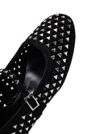 Women's Black Buckled Stoned Leather Ballerinas | Derimod Women's Black Buckled Stoned Leather Ballerinas | Derimod