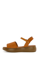 Women's Brown Ankle-Strap Braided Thick-Soled Leather Sandals | Derimod Women's Brown Ankle-Strap Braided Thick-Soled Leather Sandals | Derimod