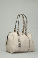 Cream Women's Shoulder Bag with Staple Detail | Derimod Cream Women's Shoulder Bag with Staple Detail | Derimod