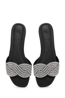 Women's Black Stone Slippers | Derimod Women's Black Stone Slippers | Derimod