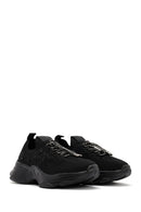 Derimod Zero Women's Black Lace-Up Stone Detailed Fabric Sneakers | Derimod Derimod Zero Women's Black Lace-Up Stone Detailed Fabric Sneakers | Derimod