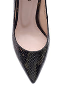 Women's Snake Patterned Leather Heeled Shoes | Derimod Women's Snake Patterned Leather Heeled Shoes | Derimod