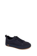 Male Navy Lace-up Nubuck Leather Sneaker | Derimod Male Navy Lace-up Nubuck Leather Sneaker | Derimod
