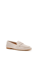 Women's Beige Mesh Suede Leather Loafer | Derimod Women's Beige Mesh Suede Leather Loafer | Derimod