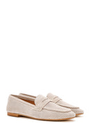 Women's Beige Mesh Suede Leather Loafer | Derimod Women's Beige Mesh Suede Leather Loafer | Derimod