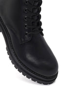 Woman Black Zippered Thick-Soled Combat Boots | Derimod Woman Black Zippered Thick-Soled Combat Boots | Derimod