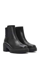 Geox Women's Black Spherica Thick Heel Zippered Leather Boots | Derimod Geox Women's Black Spherica Thick Heel Zippered Leather Boots | Derimod