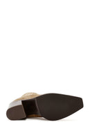 Woman Brown Chunky Heeled Suede Cowboy Boots | Derimod Woman Brown Chunky Heeled Suede Cowboy Boots | Derimod