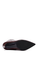 Woman Burgundy Zip Closure High Thin Heel Leather Boots | Derimod Woman Burgundy Zip Closure High Thin Heel Leather Boots | Derimod