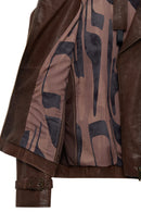 Paloma Women's Brown Double-Breasted Collar Oversize Leather Coat | Derimod Paloma Women's Brown Double-Breasted Collar Oversize Leather Coat | Derimod