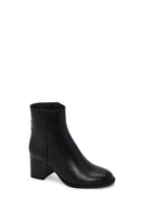 Woman Black Zip Closure Thick-Heeled Leather Boots | Derimod Woman Black Zip Closure Thick-Heeled Leather Boots | Derimod