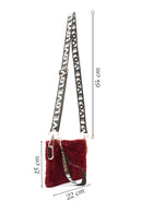 Women's Claret Red Long Strap Plush Clutch Bag | Derimod Women's Claret Red Long Strap Plush Clutch Bag | Derimod