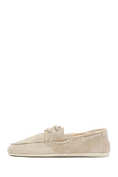Women's Beige Lace-up Suede Leather Shoes | Derimod Women's Beige Lace-up Suede Leather Shoes | Derimod