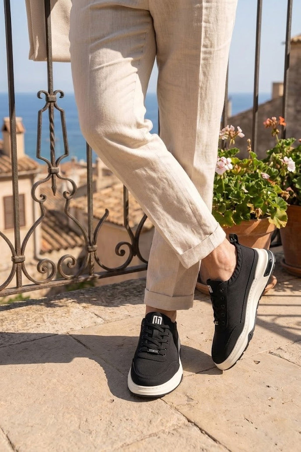 Erkek Siyah Bağcıklı Kumaş Casual Sneaker