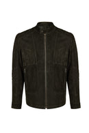 Lorenzo Male Gray Stand Collar Suede Leather Jacket | Derimod Lorenzo Male Gray Stand Collar Suede Leather Jacket | Derimod