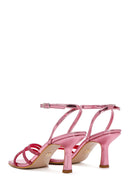 Women's Pink Ankle Strap Stone Thin Heel Sandals | Derimod Women's Pink Ankle Strap Stone Thin Heel Sandals | Derimod