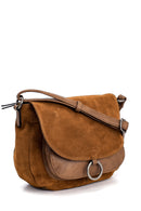 Women's Suede Detailed Shoulder Bag | Derimod Women's Suede Detailed Shoulder Bag | Derimod
