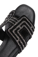 Women's Black Stone Slippers | Derimod Women's Black Stone Slippers | Derimod