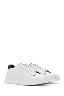 Men's White Lace-Up Leather Sneaker | Derimod Men's White Lace-Up Leather Sneaker | Derimod
