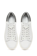 Men's White Lace-Up Thick-Soled Leather Sneakers | Derimod Men's White Lace-Up Thick-Soled Leather Sneakers | Derimod