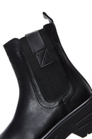 Women's Black Thick Soled Chelsea Leather Flat Boots | Derimod Women's Black Thick Soled Chelsea Leather Flat Boots | Derimod
