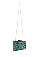 Women's Green Chain Strap Stone Mini Clutch Bag | Derimod Women's Green Chain Strap Stone Mini Clutch Bag | Derimod