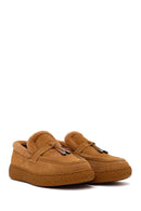 Woman Camel Buckled Thick-Soled Suede Teddy Loafer | Derimod Woman Camel Buckled Thick-Soled Suede Teddy Loafer | Derimod