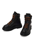 Harley Davidson Woman Black Angelhard Lace-Up Leather Combat Boots | Derimod Harley Davidson Woman Black Angelhard Lace-Up Leather Combat Boots | Derimod
