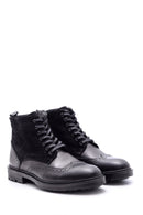 Men's Suede Detailed Leather Boots | Derimod Men's Suede Detailed Leather Boots | Derimod